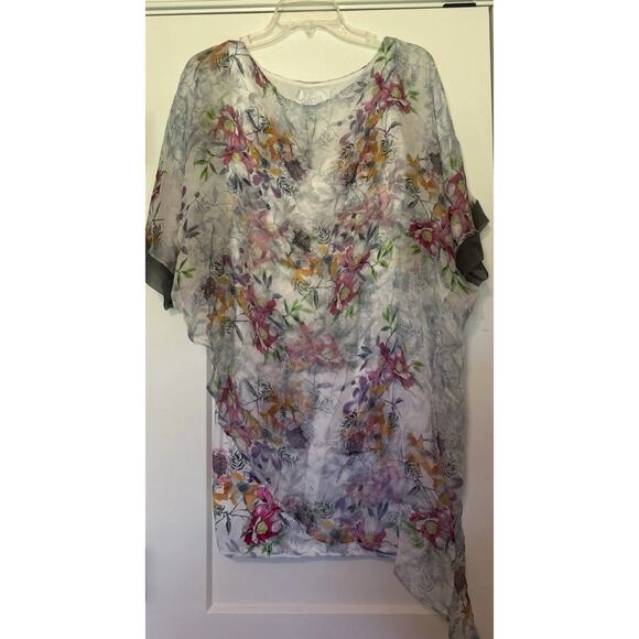 NWT ANALILI Sz XS/S Dress White Floral Print Silk Overlay Shift Wedding Guest - Picture 3 of 16